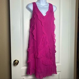 BCBG MAXAZRIA 100% Silk Pink Ruffle Dress | Size 8